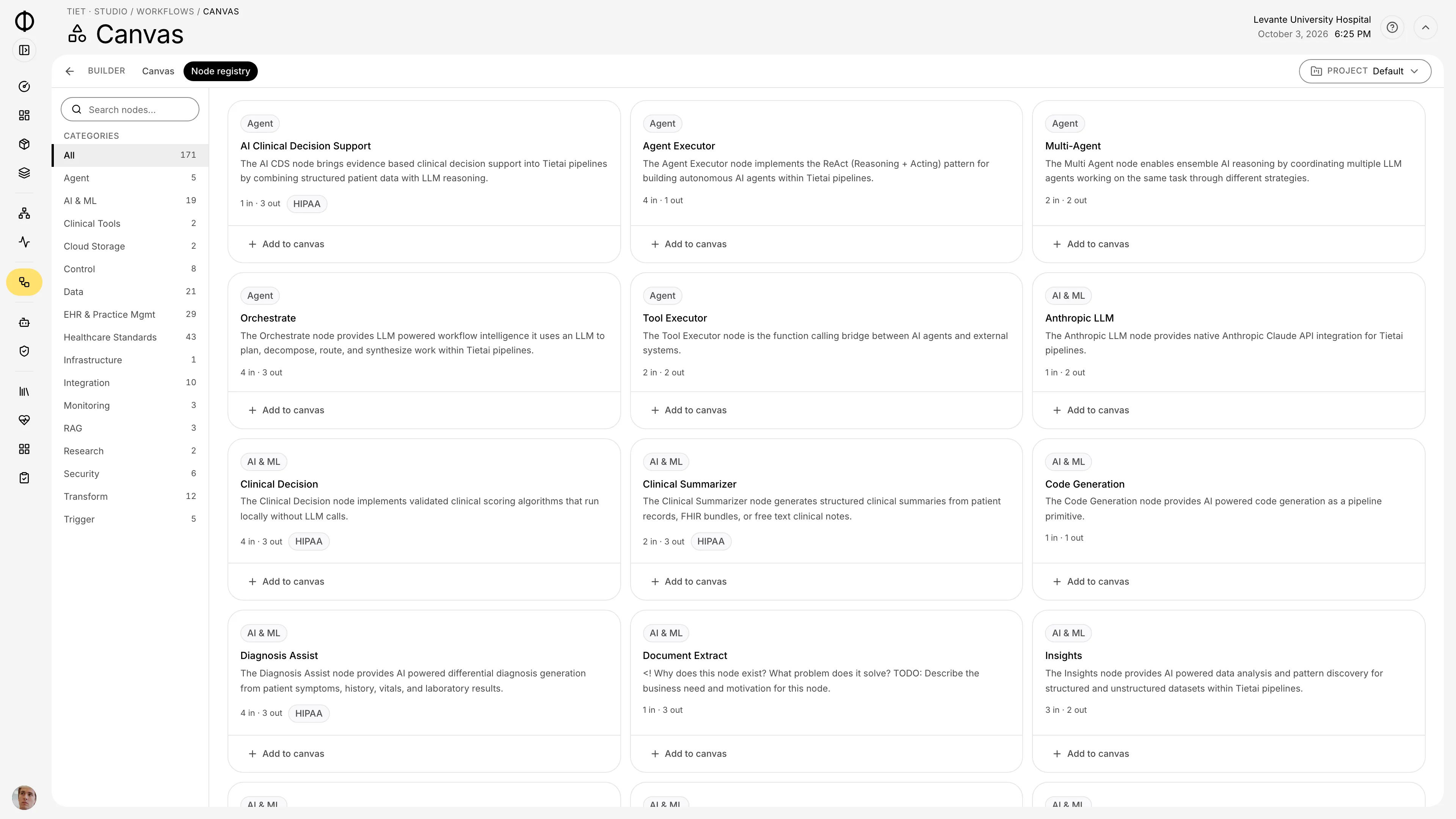 Tiet · Studio node registry of reusable steps